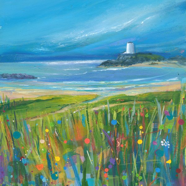 Contemporary land scape looking across to Llanddwyn Island by Anglesey artist Deborah Kempton