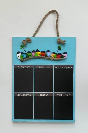 Handcrafted, painted pebble, weekly chalkboard planner