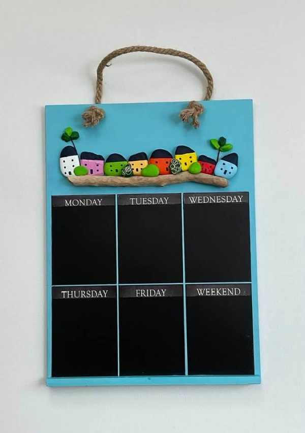 Handcrafted, painted pebble, weekly chalkboard planner