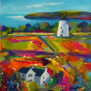 Contemporary landscape of the ols mill in Llangoed,Beaumaris by Anglesey artist deborahkempton.co.uk