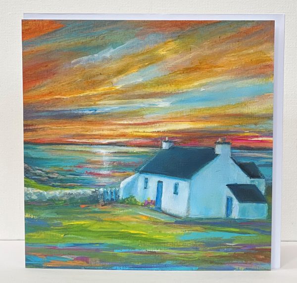 sunset at tyn towyn cottage by anglesey artist www.deborahkempton.co.uk