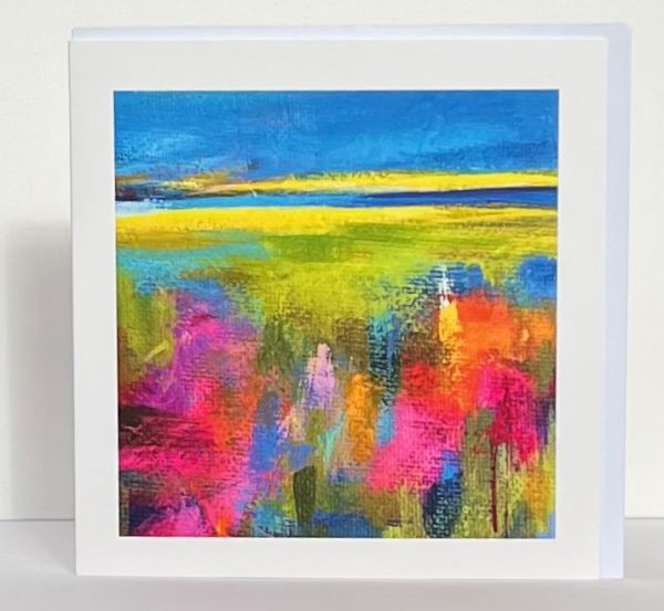 semi abstract landscape card of summer marshes by www.deborahkempton.co.uk