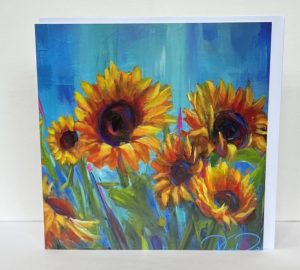 sunflowers- waking smiles card by contemporary artist www.deborahkempton.co.uk