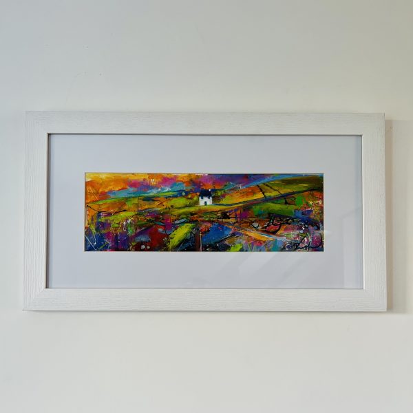 awaiting the dreamer original painting of a cottage set within a colourful lanndscape by anglesey artist www.deborahkempton.co.uk