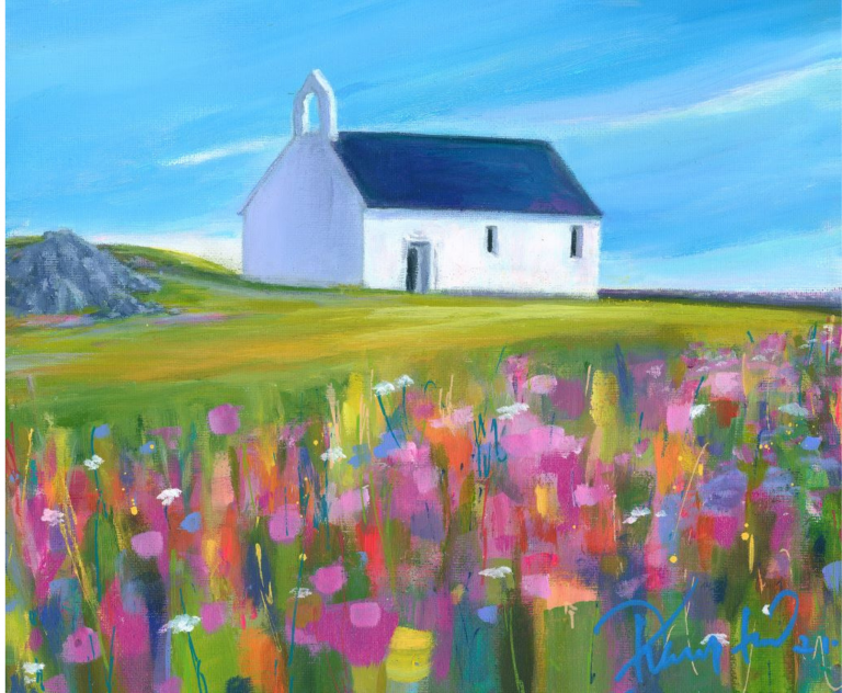 Contemporary landscape of St Cwyfan's Church Anglesey by www.deborahkempton.co.uk