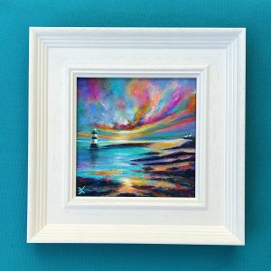 original acrylic landscape painting of Penmon lighthouse by contemporary anglesey artist deborah kempton