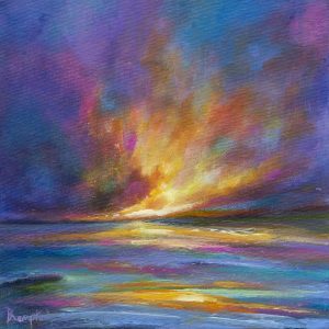 A spectacular evening sky set across one of anglesey's beaches by contemporaryartist www.deborahkempton.co.uk