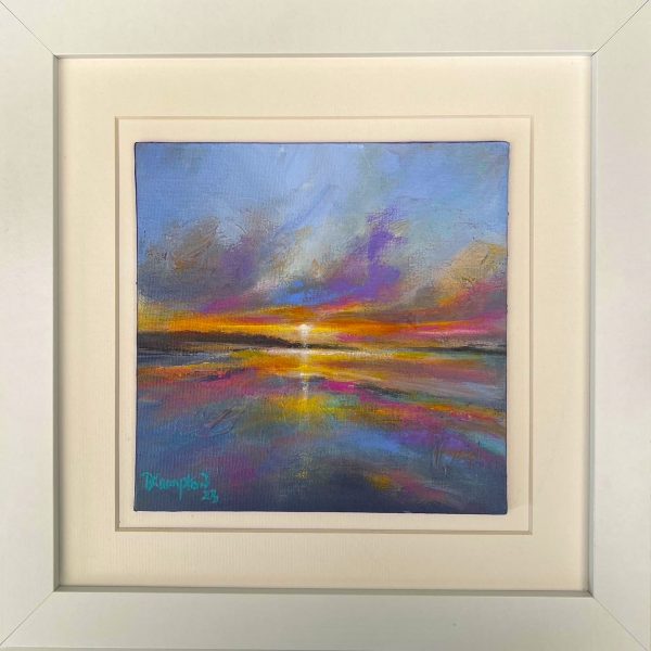 beautiful sunset over the beach by contemporary anglesey artist www.deborahkempton.co.uk