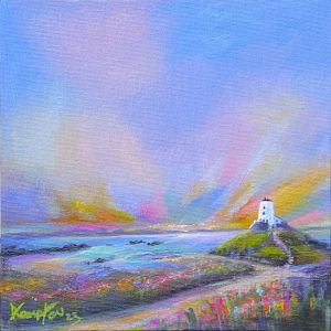 original painting of llanddwyn Island at sunset named timeless by contemporary artist ahkempton.co.uk