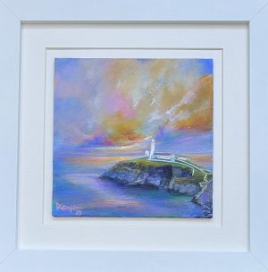 sunset at south stack anglesey by contemporary artist www.deborahkempton.co.uk