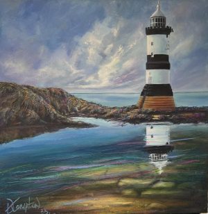 original painting of Penmon lighthouse at Trwyn Ddu- Penmon Point by contemporary Anglesey artist www.deborahkempton.co.uk